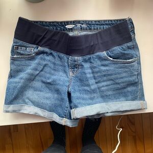 Women's maternity Blue Denim Shorts